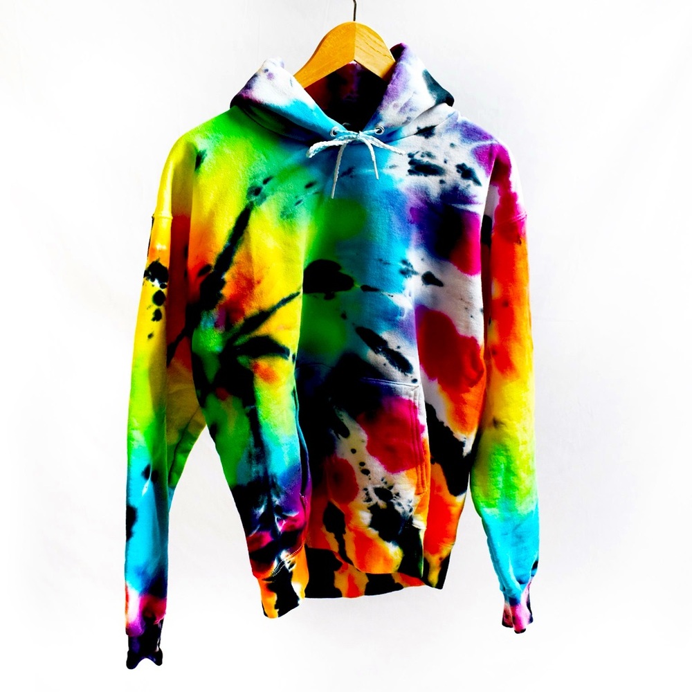 Spiral Tie-Dye Hoodie - Rainbow - Unisex Size Medium - by Cross Dude Tie Die